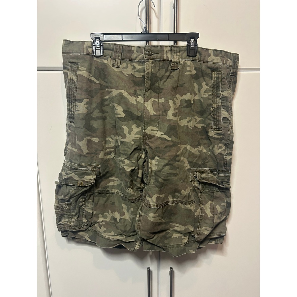 LSS 1973 Mens Camo Cargo Shorts Green Brown‎ Woodland Camouflage Size 42